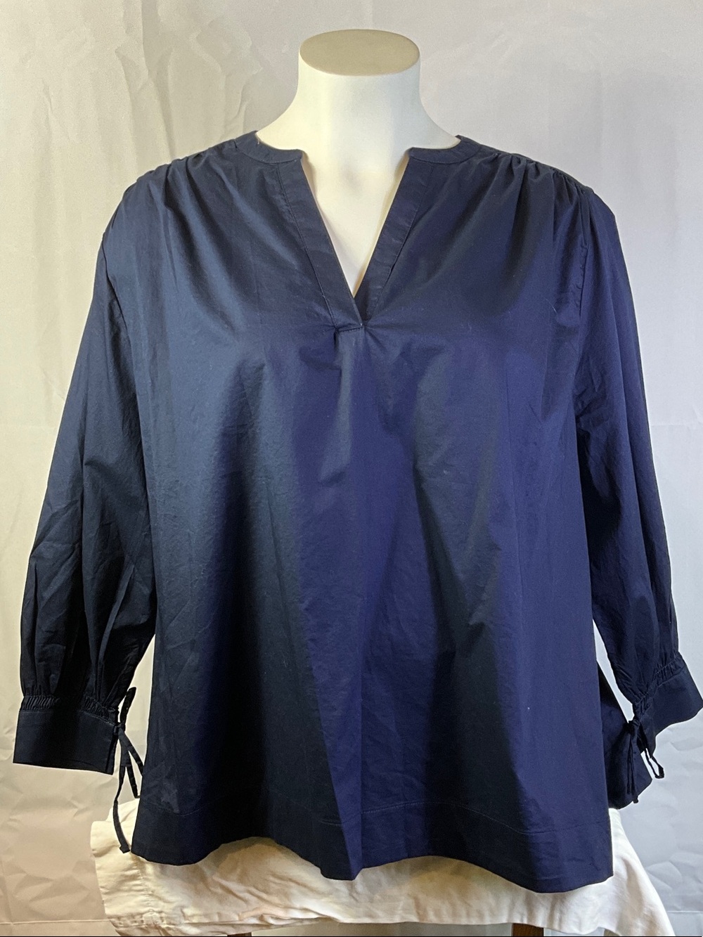 Old Navy 3X Long Sleeve Split Neck Navy Blue Blouse